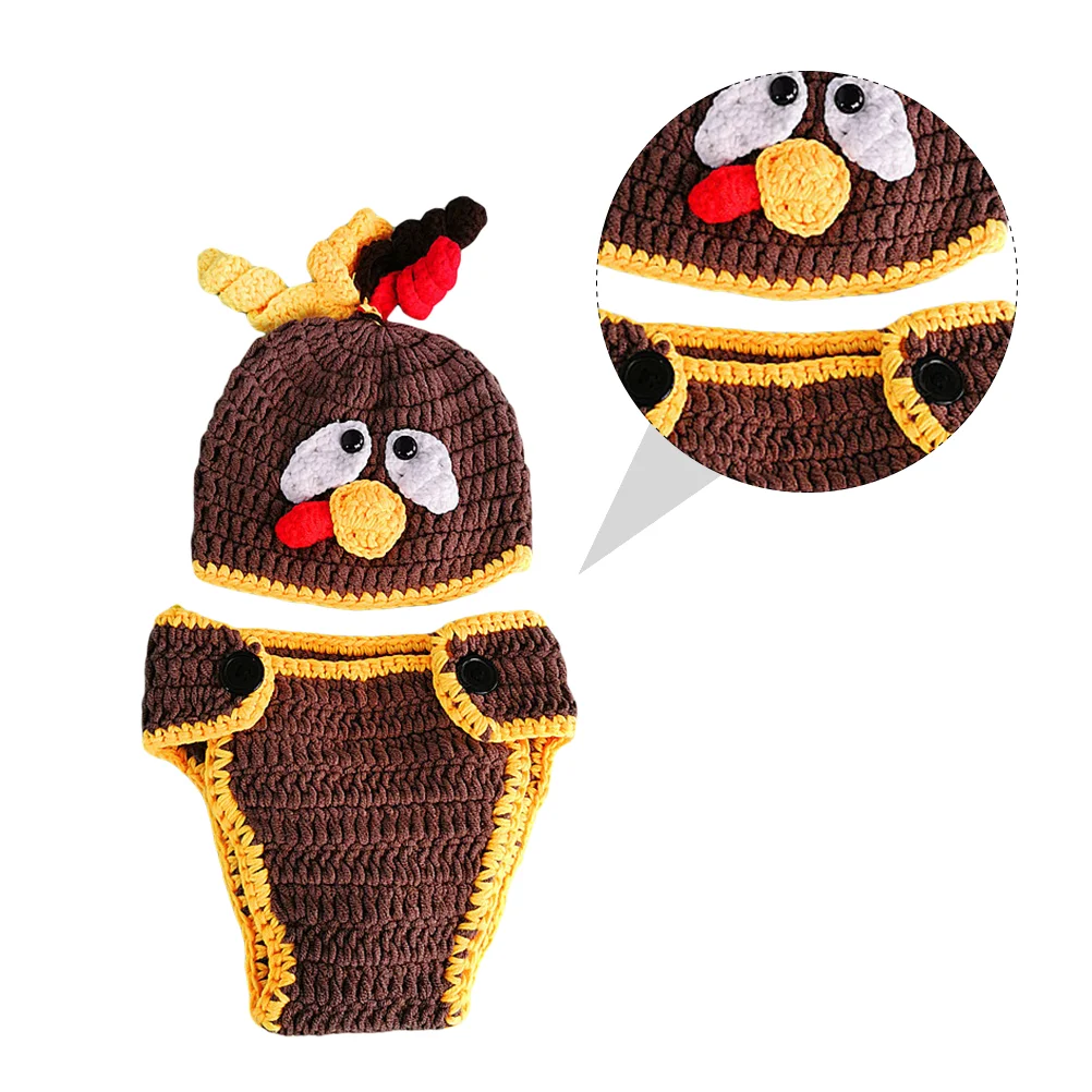 

Newborn Infant Photography Props Costume Crochet Knitted Turkey Hat Shorts Set Boy Girl Outfit Outfit for Christmas