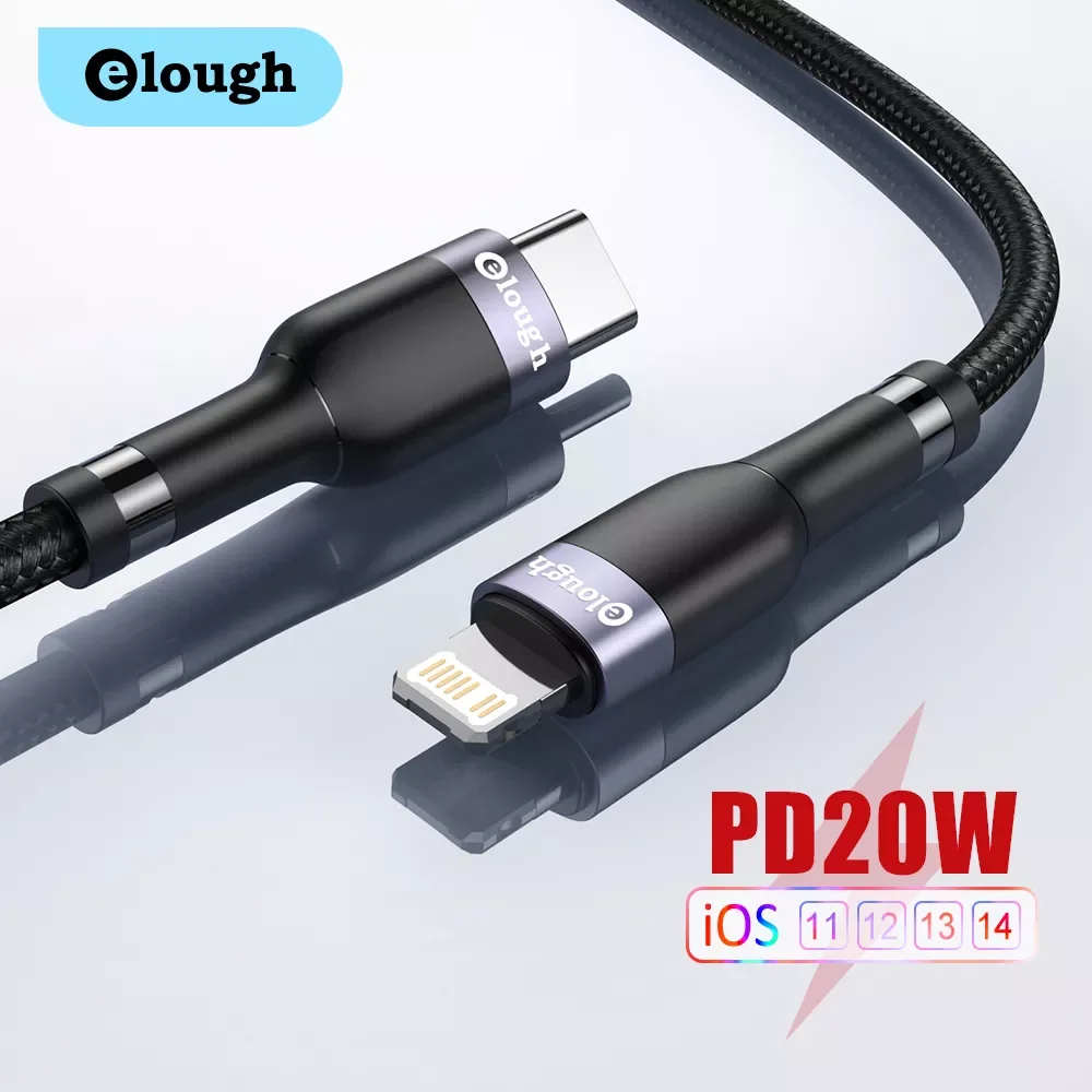 

Elough 20W PD USB C Cable For iPhone 13 12 11 Pro Max XR 8 Fast Charging For iPhone Charger Cable For MacBook iPad Type C Cable