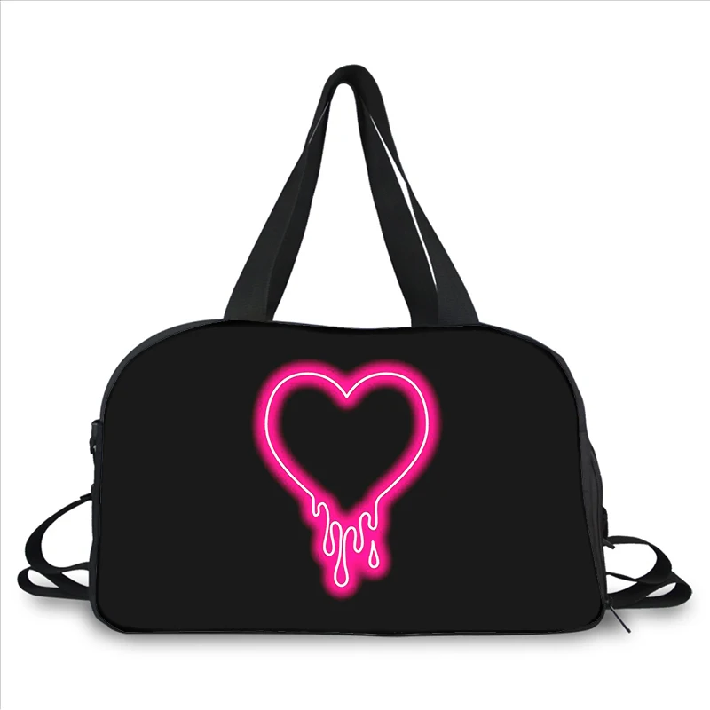 Love Heart colourful rose 3D printing fashion trend portable large capacity multi-function messenger bag travel bag