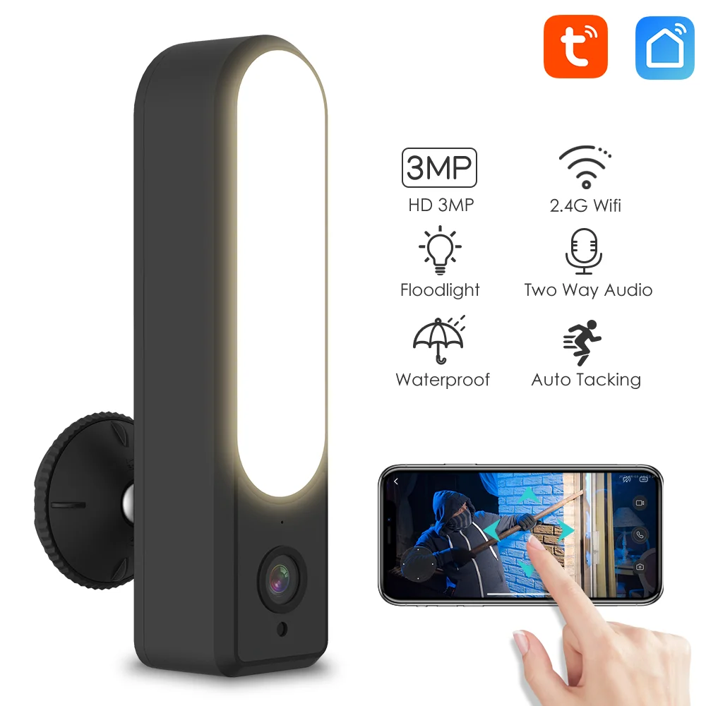 

3MP Tuya IP Camera WiFi Outdoor For Courtyard Floodlight Camera Color Night Vision CCTV Security Video Surveillance Camera