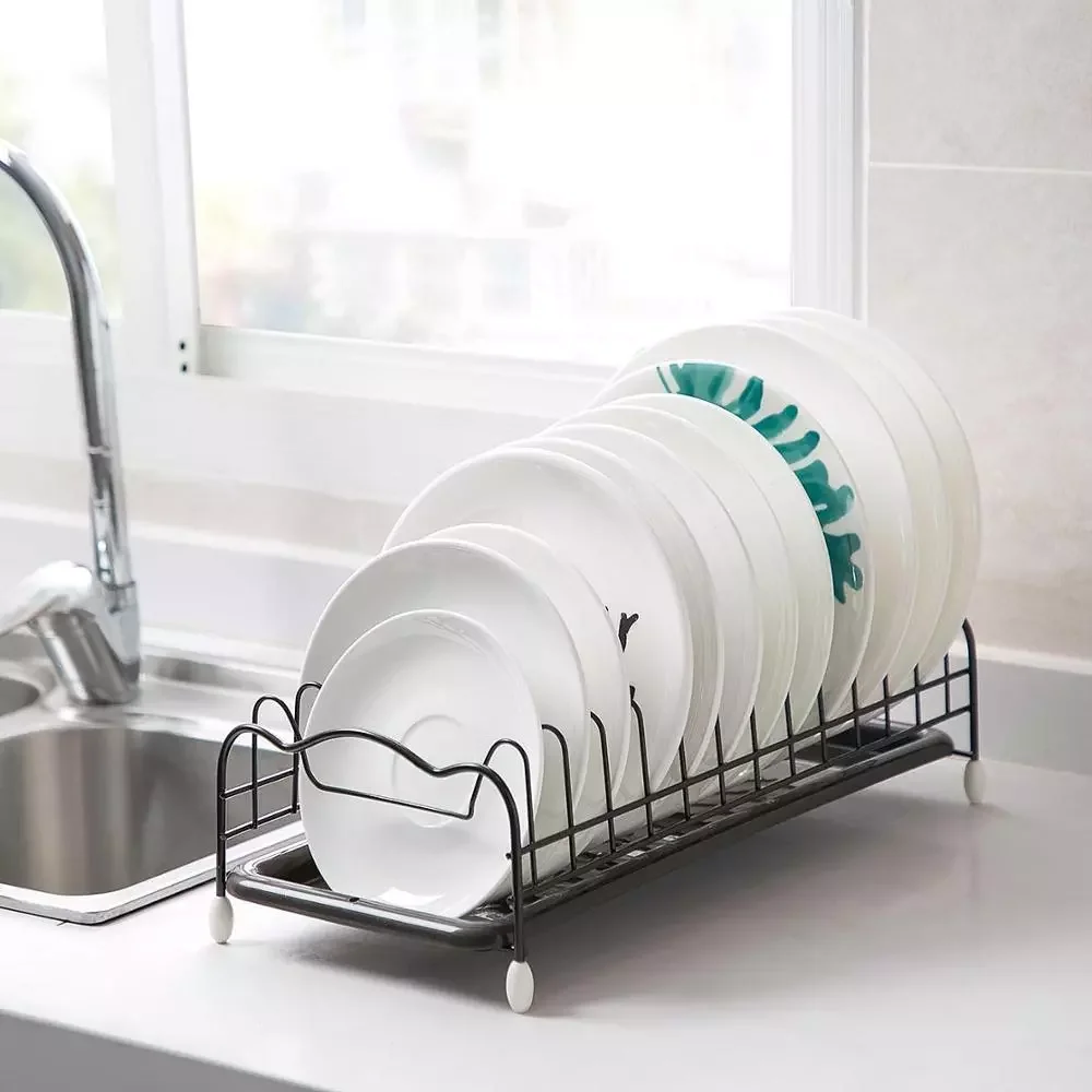 

Iron Kitchen Dish Drying Rack Holder with Tray Tableware Storage Shelf Plate Dish Rack Drainer Cabinet kitchen Organizer