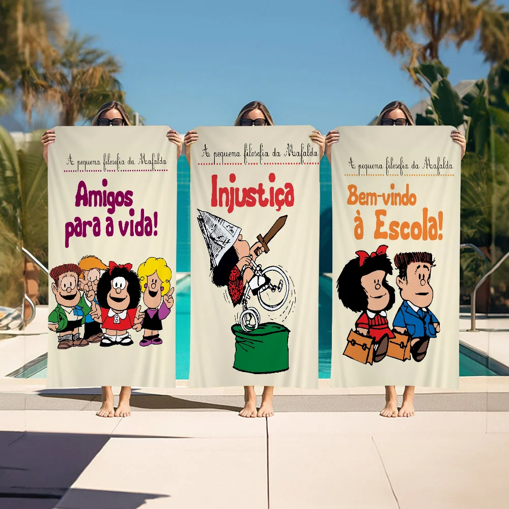 Милые Мультяшные большие пляжные полотенца Mafalda из микрофибры быстросохнущее