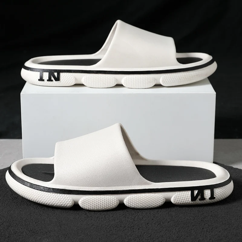 

ASIFN Summer Men Street Outdoor Slippers Beach Shoes Thick Sole Fashion Slides Home Anti-slip Couple Bathroom Sandal 2022 New