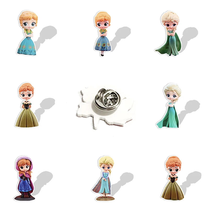 

Disney Beautiful Frozen Princess Elsa Anna Shape Cartoon Lapel Pins Epoxy Resin Badges Brooches Gifts Accessories Jewelry MK111