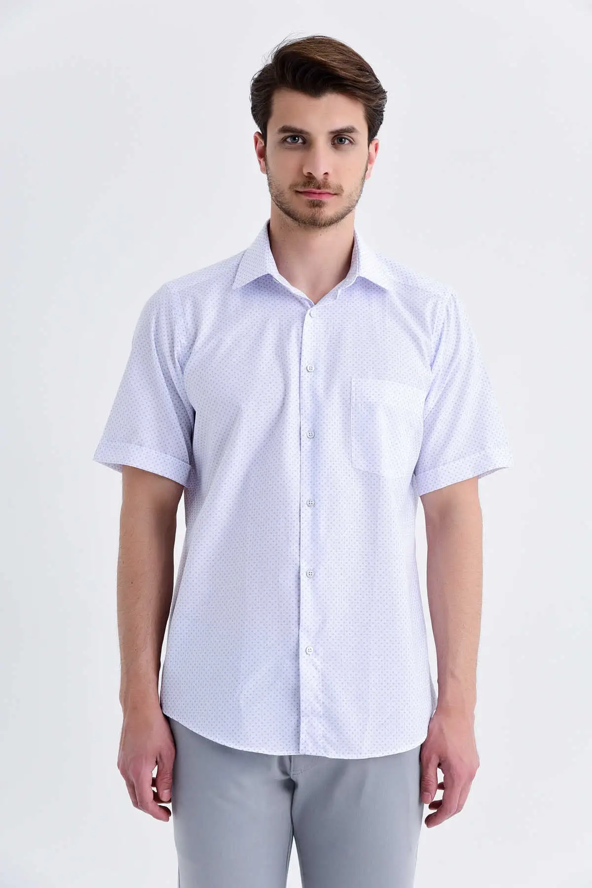 

Classic blue shirt with patterned