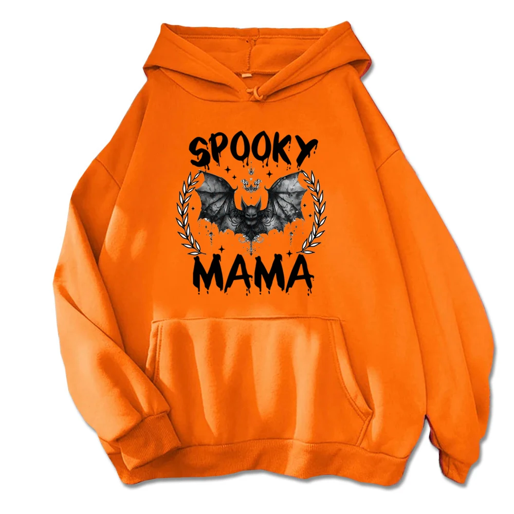 Толстовка на Хэллоуин Spooky Mama с капюшоном в готическом стиле принтом летучая мышь