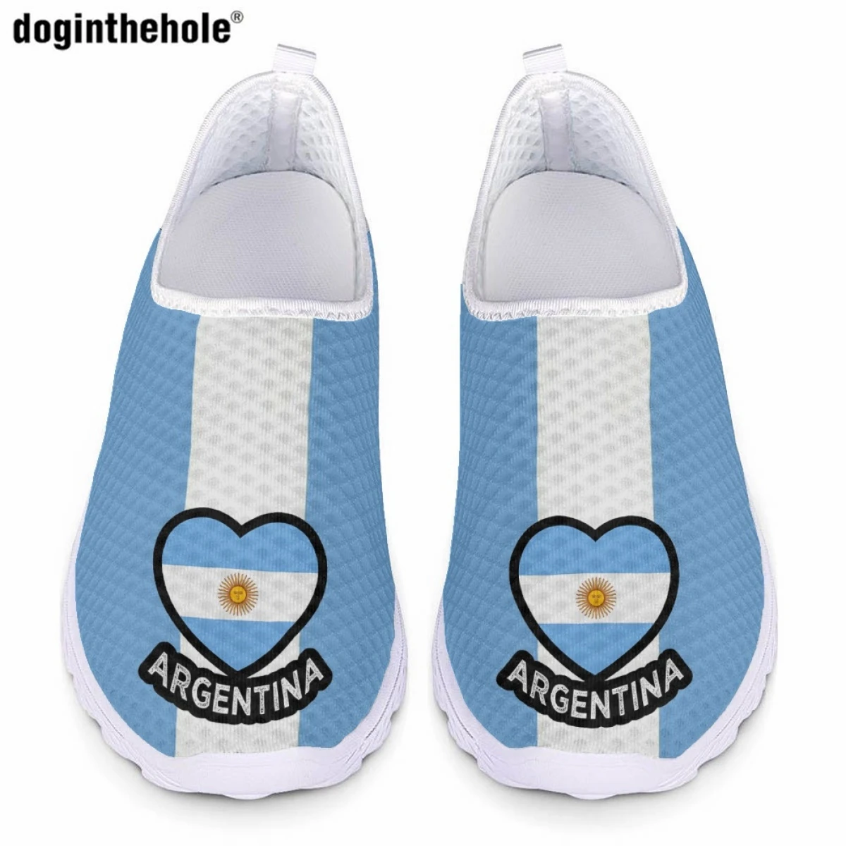 

Doginthehole Argentina Flag Design Print Casual Flat Shoes Fashion Ladies Trend Sneakers Summer Comfortable Breathable Mesh Shoe