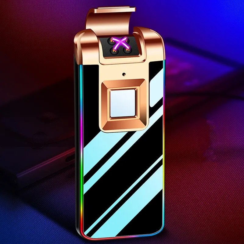 

Touch Sensitive Electric Dual Arc Flameless Windproof Lighter Pulse Plasma USB Rechargeable Metal High-end Men's Business Gift