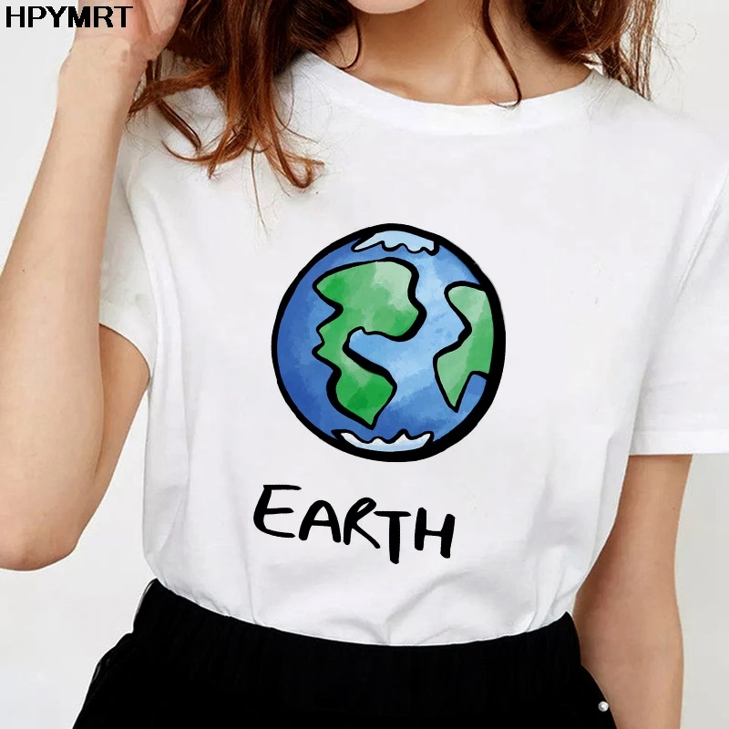Футболка с рисунком земли летняя новая модная футболка для женщин Harajuku Fun Ulzzang Eight