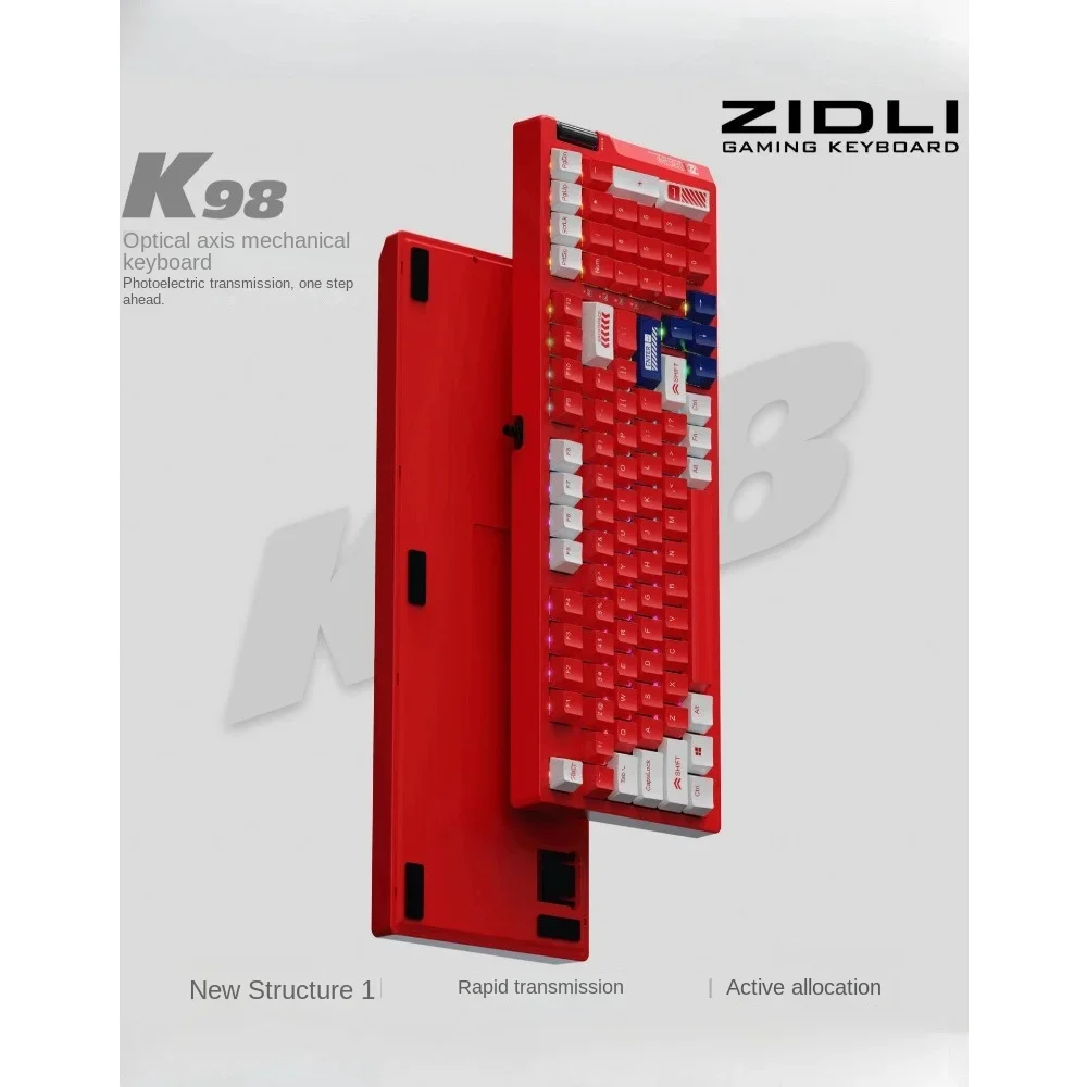 Игровая механическая клавиатура ZIDLI K98 с оптическим валом 98 клавиш без отверстий