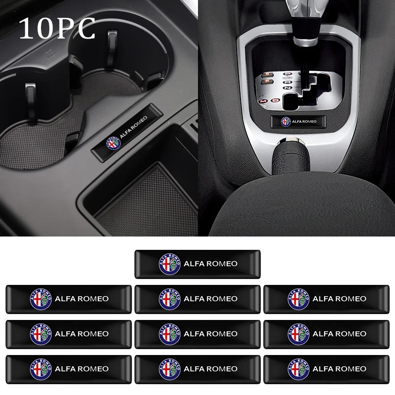 

10Pcs 3D Car Badge Emblem Epoxy Stickers Decal For Alfa Romeo Giulietta Giulia 159 147 Mito 156 166 Spider Stelvio Accessories