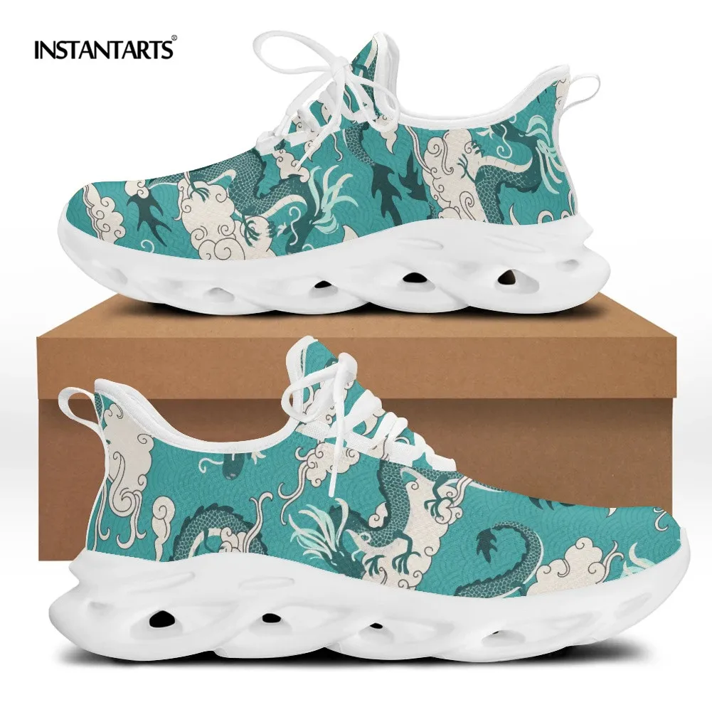 

INSTANTARTS Cool Dragon Design Casual Sneakers for Women Men Light Mesh Spring Summer Light Mesh Female Male Flat Shoes 2022