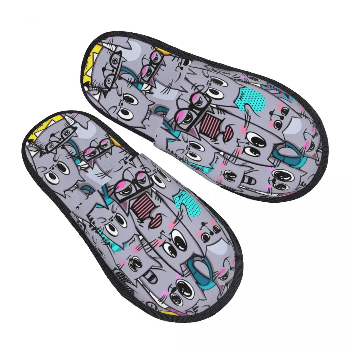 

Плюшевые домашние тапочки для мужчин и женщин, теплые мягкие домашние тапочки с кошками, Осень-зима 2023