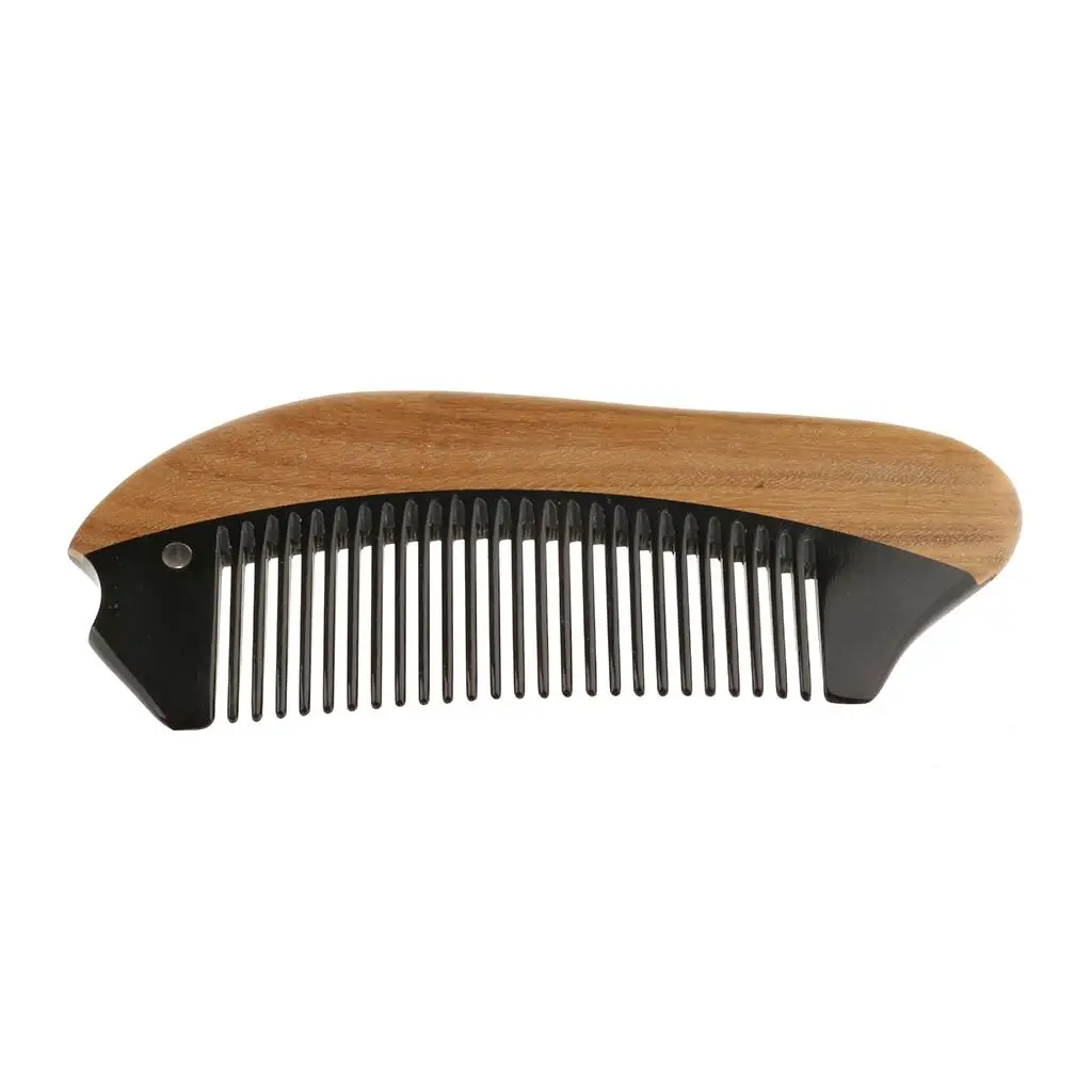 2x Portable Beard Comb – Perfect for Men's  – NO Snags, NO ,   Green Sandal  Horn images - 6