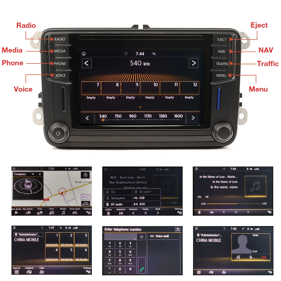 Автомобиль MIB Radio 5C0035682G Carplay Android Auto 6.5 &quot сенсорный экран головное устройство с CD SD