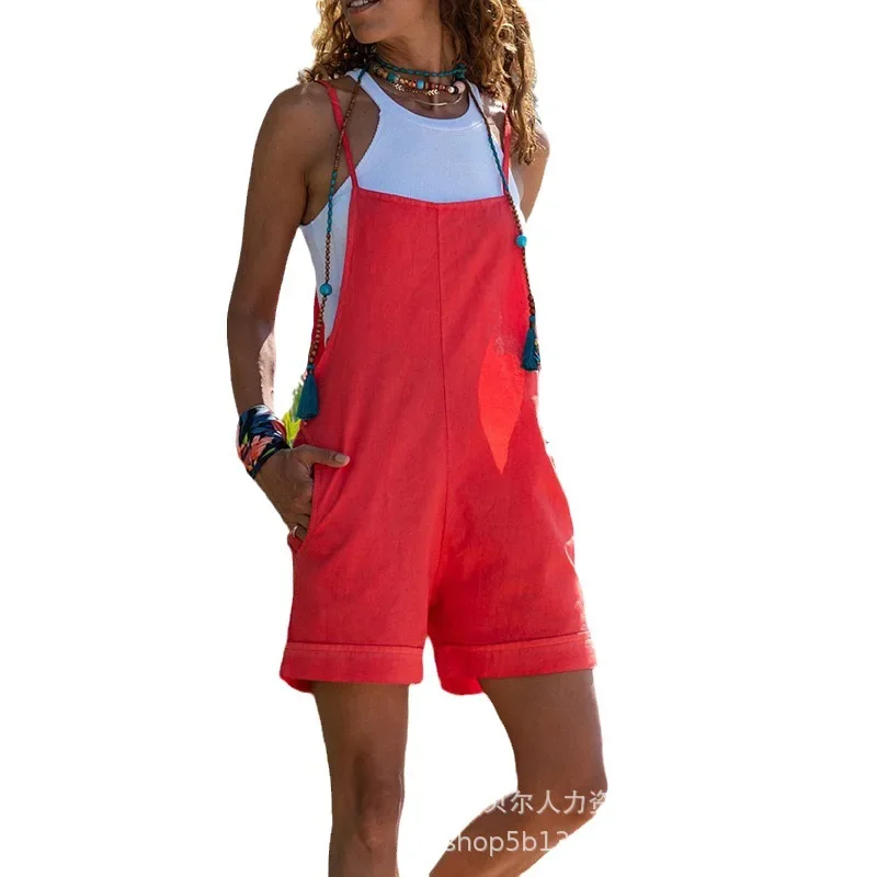 Комбинезон женский новый военный зеленый повседневный цельный шорты с ремешком