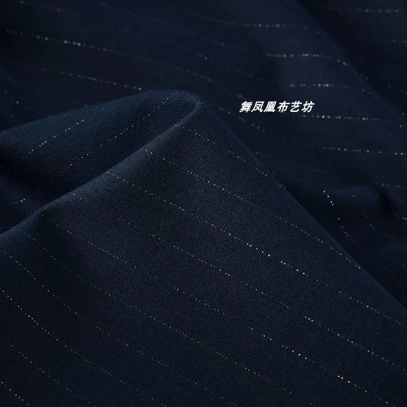 Ткань для костюмов Navy Heavyweight Lurex с черными полосами, классическая, для весенне-летних курток, жилетов, брюк, юбок, аксессуары для шитья своими руками (art.: 3920dbcf71f62) - 3920dbcf71f62