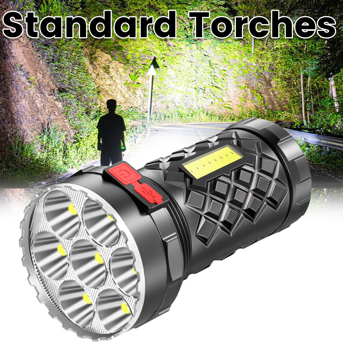 

Solar LED Light USB Rechargeable Flashlight with 7 LEDs Strong Light Torch with 4 Lighting Modes LED Torch with 1200mAh Battery
