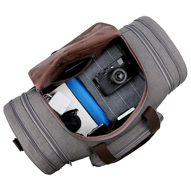 Canvas Travel Duffle Bags Hand Luggage Bag Men Multi-functional Large Organizer Weekender Bag