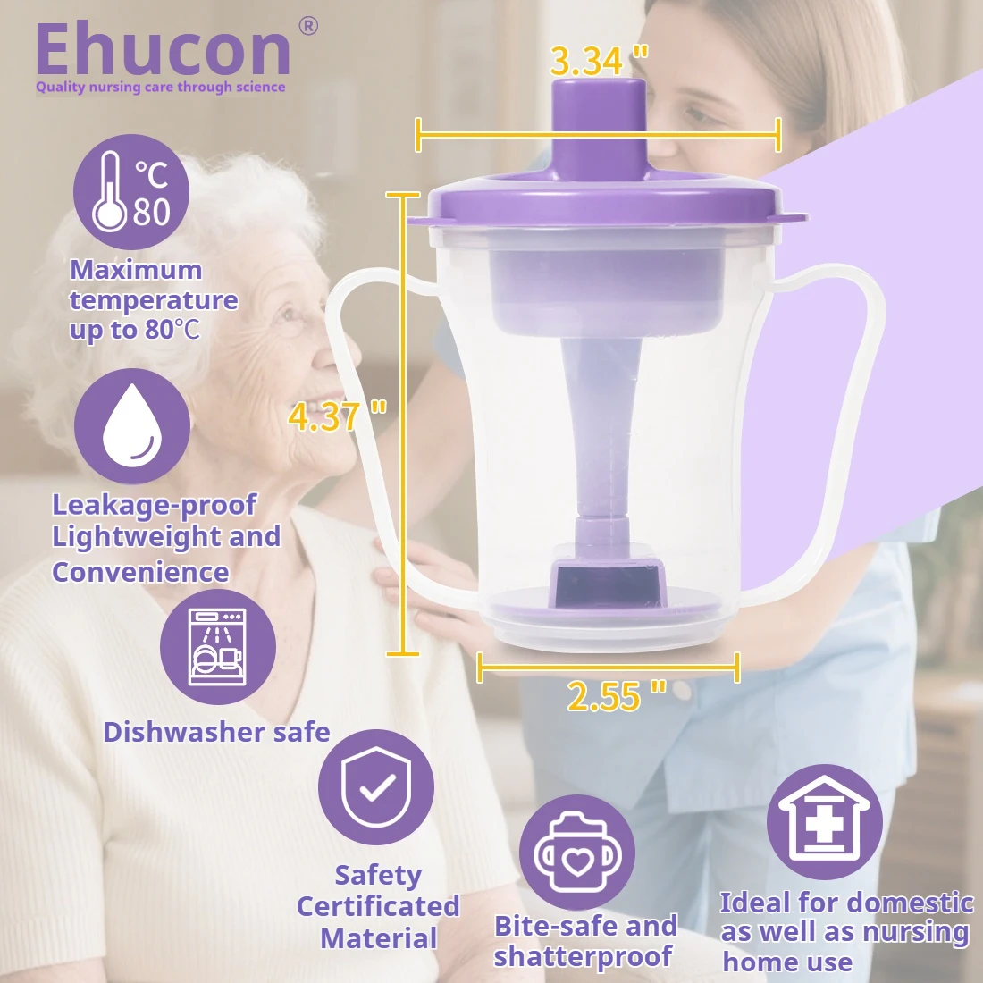 Кружка Ehucon с ограничением потока для предотвращения захлебывания, чашка для питья с регулируемым потоком для пациентов с дисфагией, кружка против захлебывания для людей с проблемами с глотанием (art.: 3920dc464306c) - 3920dc464306c