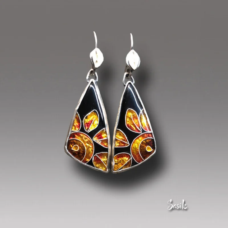 Crystal clear enamel earrings Bohemian triangle shiny colorful sexy earrings
