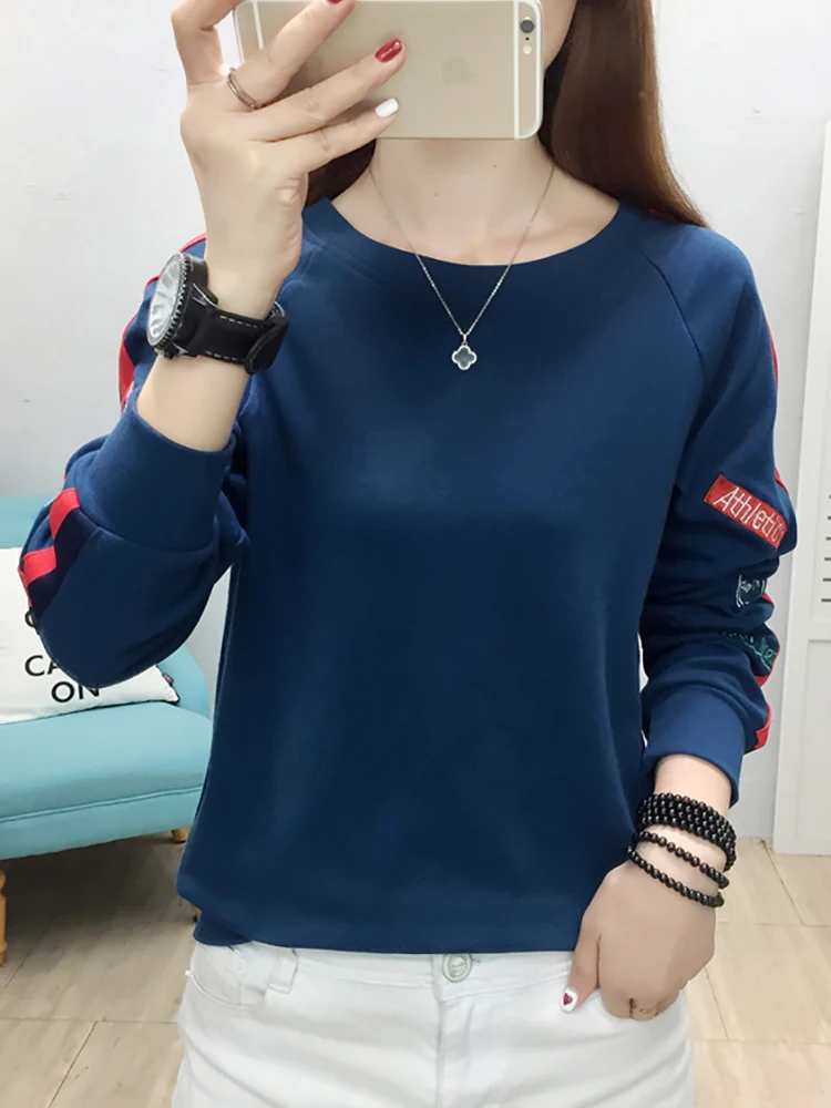 Купи T-Shirt Woman Korea Loose Cotton T Shirt Women 2022 Autumn Winter Casual Top Tee Green Black Long Sleeve Tshirt Basic Winter за 824 рублей в магазине AliExpress