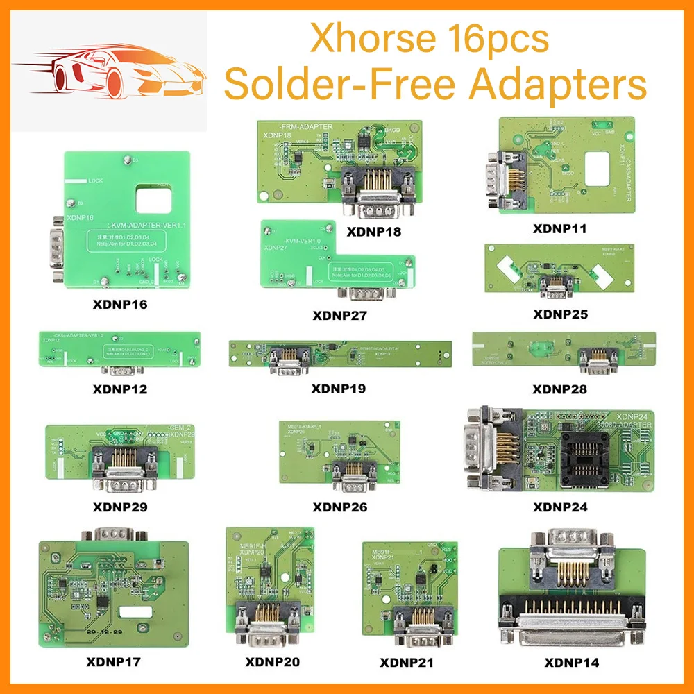 Бесплатная доставка, безпаяльные адаптеры и кабели Xhorse, полный набор XDNPP0CH, 16 шт. с VDI MINI PROG/VDI Prog/KEY TOOL PLUS Бесплатная доставка, безпаяльные адаптеры и кабели Xhorse, полный набор XDNPP0CH, 16 шт. с VDI MINI PROG/VDI Prog/KEY TOOL PLUS