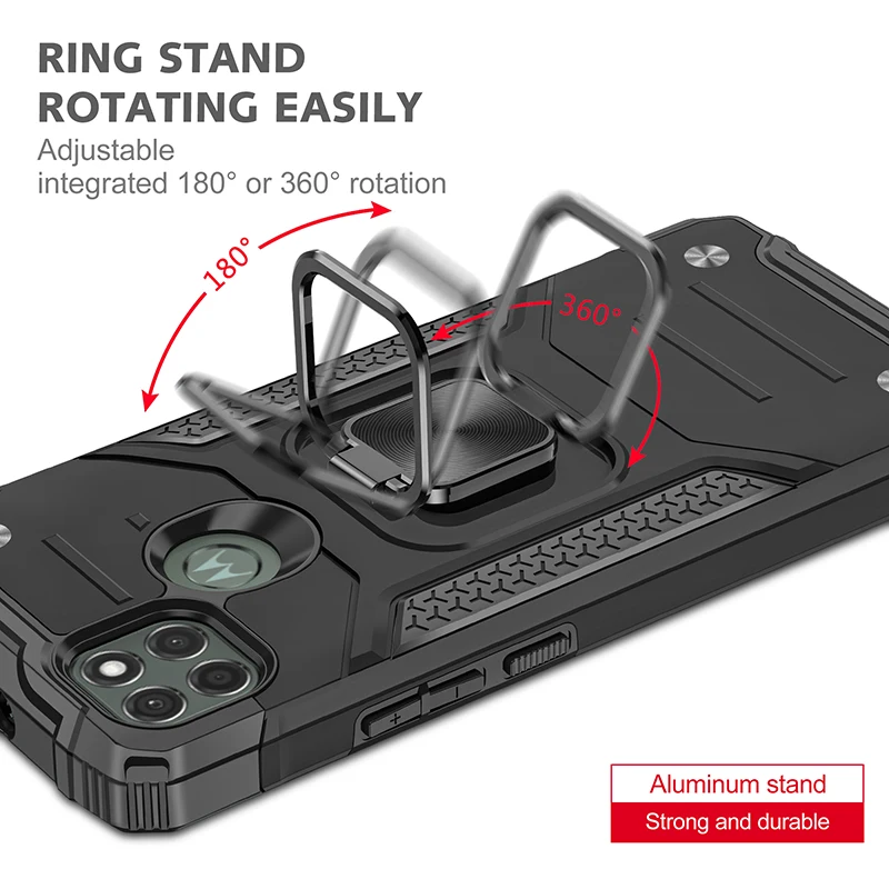 Armor Shockproof Case For Motorola Moto G9 Power E7 G8 Plus G Stylus 5G G Paly 2021 Magnetic Metal Ring Stand Holder Back Cover