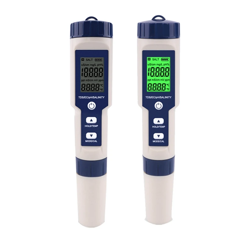 

Digital Water Tester 5 In 1 PH/TDS/EC/Salinity/Temperature Tester Pen Waterproof Multi-Function Meter
