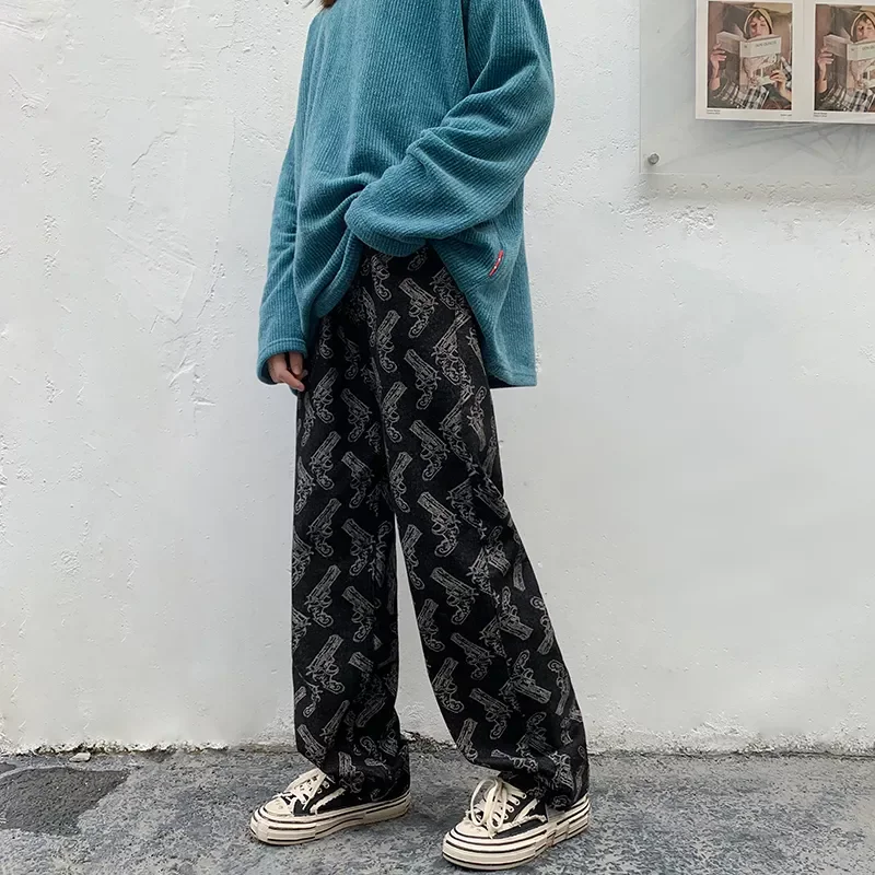 2022New Fashion Mopping Trousers Jeans Korean Style High Street Loose Hip Hop Wide-leg Jean Pants Plus Size 5XL-S