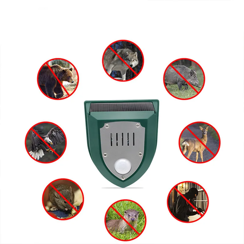 

Solar Animal Repeller Security Alarm Repellent Scare Wild Boar Artifact Dog Barking Gun Sound Induction for Country House Garden