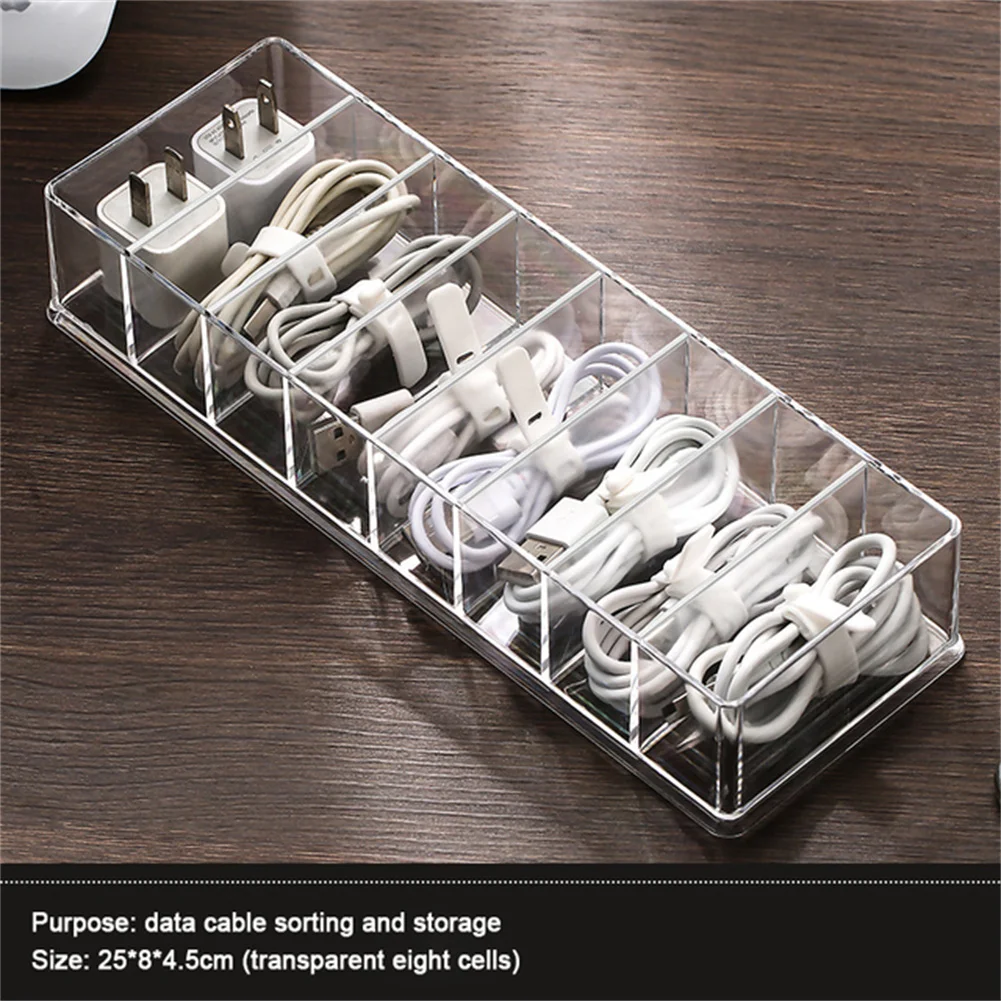 

Transparent Plastic Data Cable Storage Box Stationery Data Line Storage Container Office Home Desktop Portable Storage Box