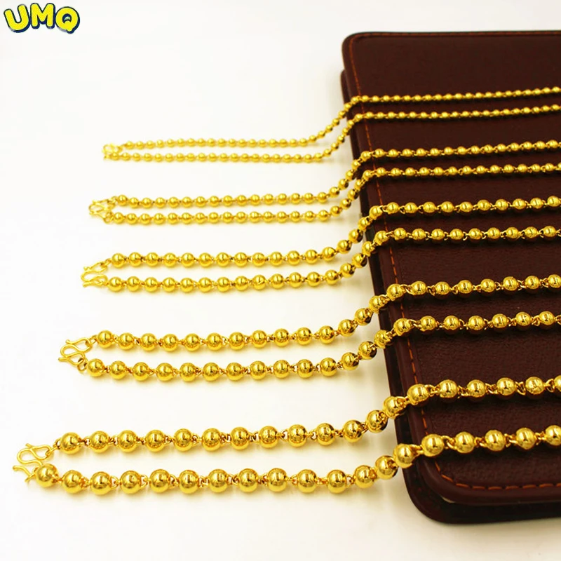 

Имитация чистого золота, не выцветает, Φ 999, евро, латунные вьетнамские буддийские бусины, 24k, ювелирные изделия, Золотое песочное ожерелье дл...