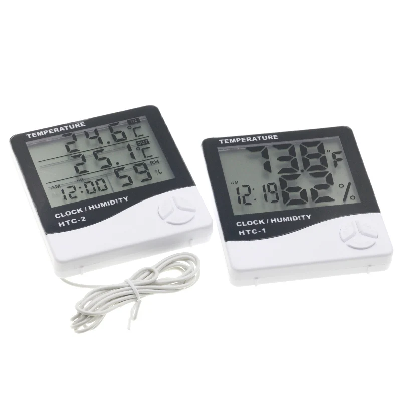 lcd electronic digital temperature humidity meter indoor outdoor thermometer hygrometer weather station clock htc 1 htc 2 free global shipping