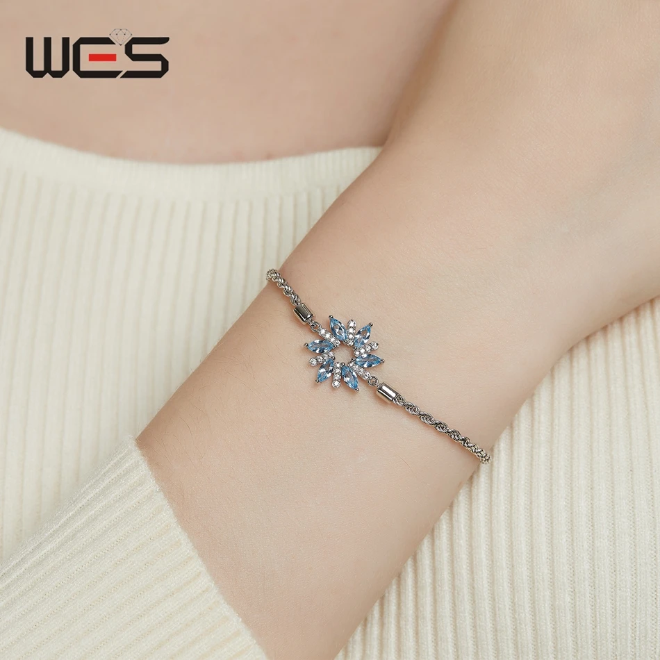 Женский браслет со снежинками из серебра 925 пробы 2 5x2 5 мм