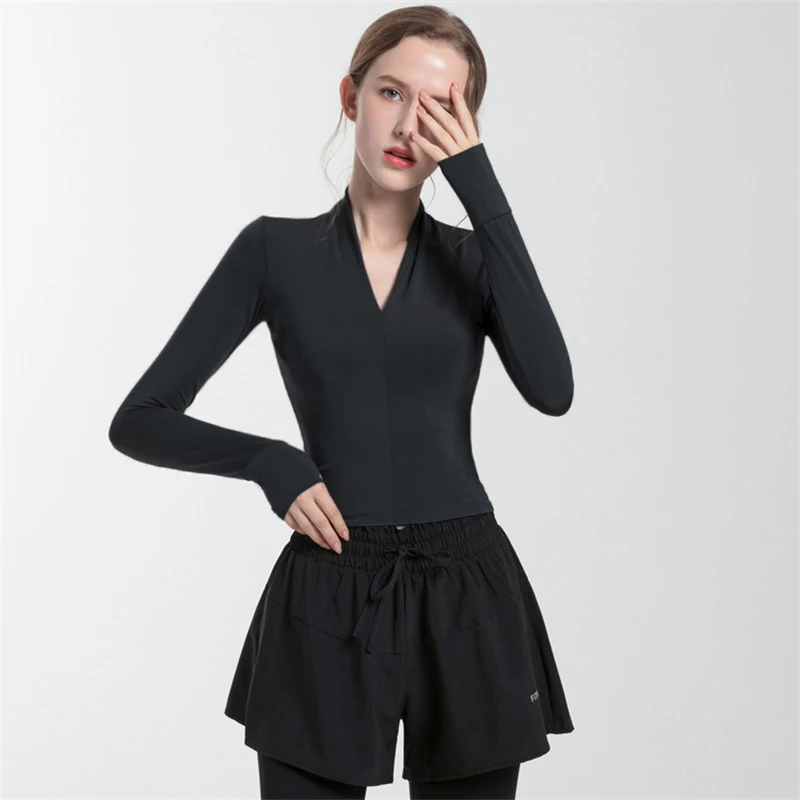 Women Long Sleeve Yoga Top Quick Dry Sports Crop Top Workout Slim Fit Sportswear Gym Fitness Clothing