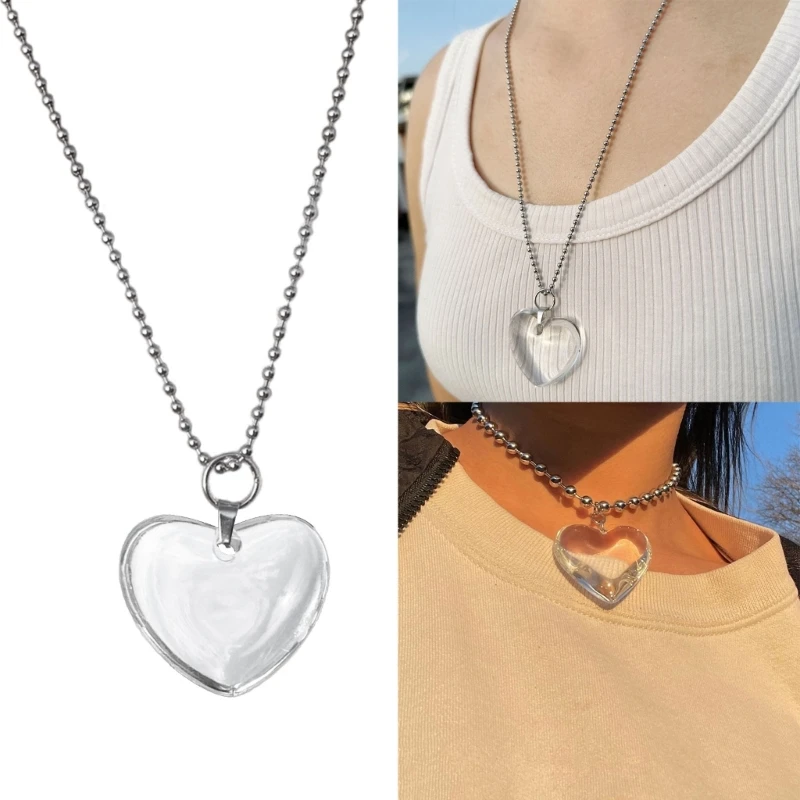 

Y2k Jewelry Crystal Heart Pendant Clavicle Chain Lightweight Heart Choker Women