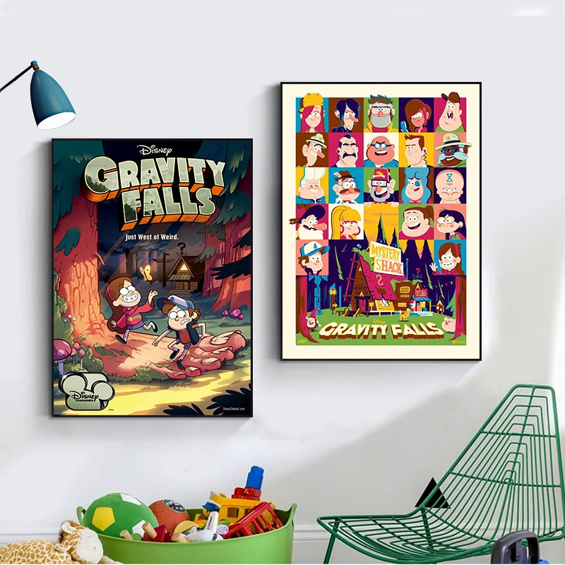 

Disney Anime figure Gravity Falls Season 1 Wall decor poster Aesthetic Nursery Kids Room Cartoon Living posters canvas painting