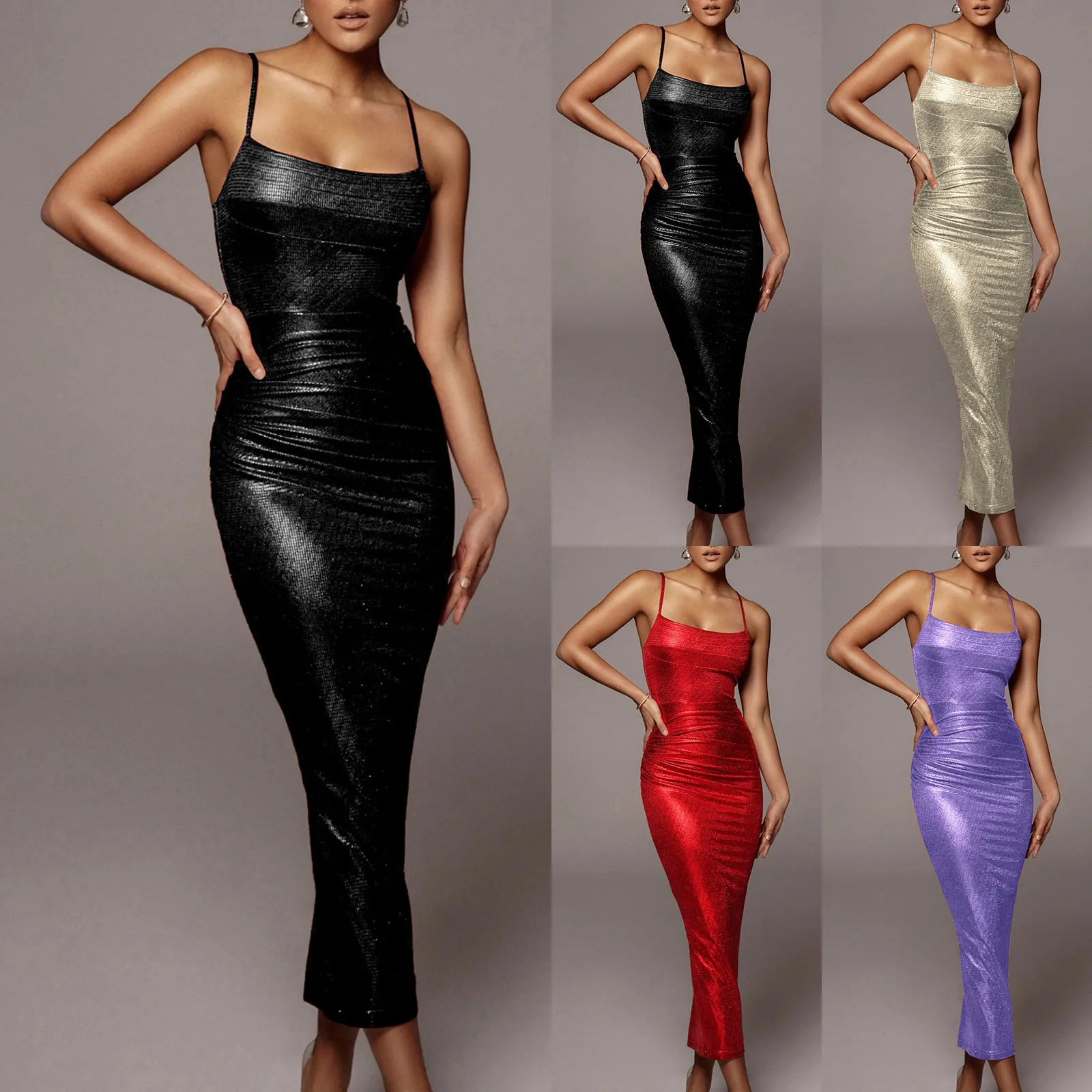 Женские осенние платья Сексуальное коктейльное платье на тонких бретельках с
