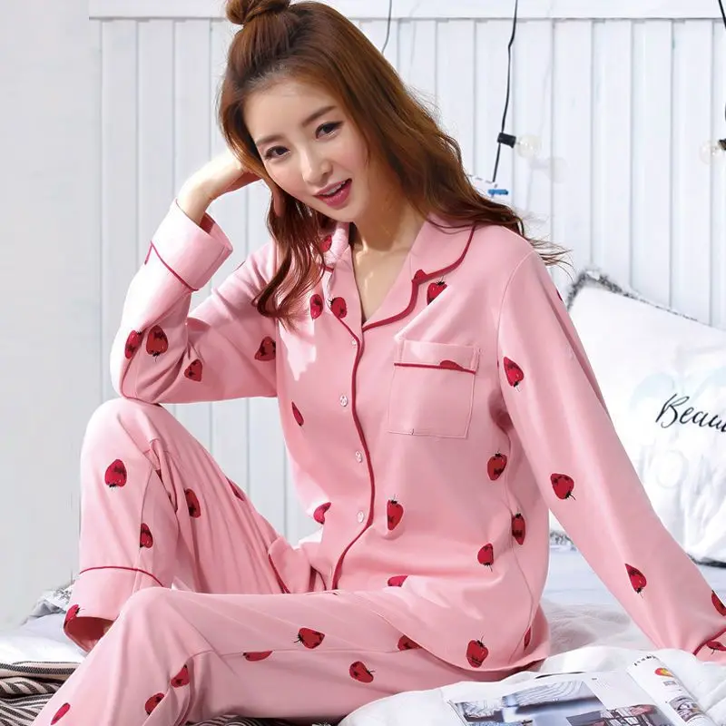 Autumn Pajamas Set Casual Sleepwear For Women Elastic Print Pyjama Women's Fashion Sweet Plaid Homewear Clothes Big Size