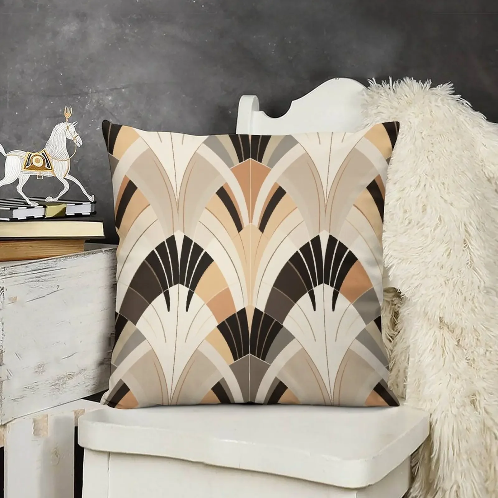 Ретро Scandi: многослойная футболка в стиле ар-деко 70-х годов бежевом и черной