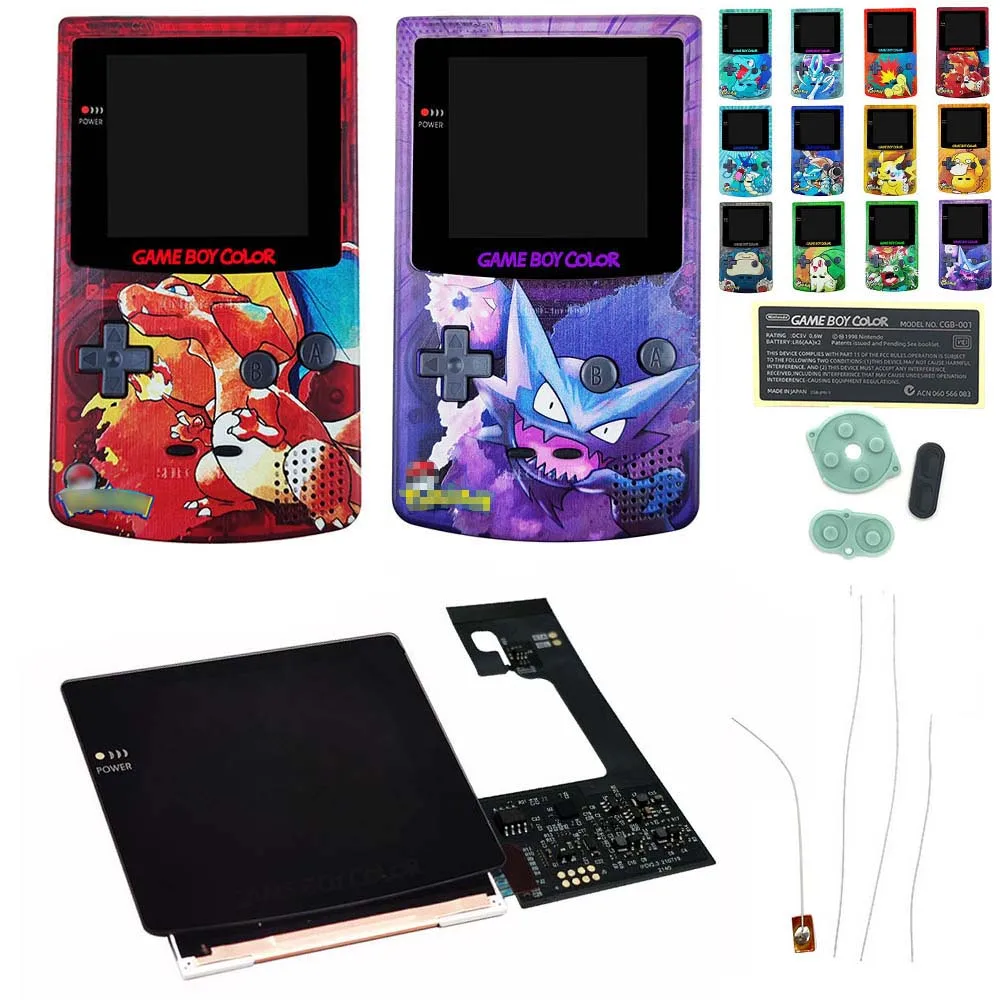 

New IPS V3 Black Laminated LCD Screen Kits with Colorful Light Logo for GBC 2021 Highlight Backlight LCD Kits with Housing Shell