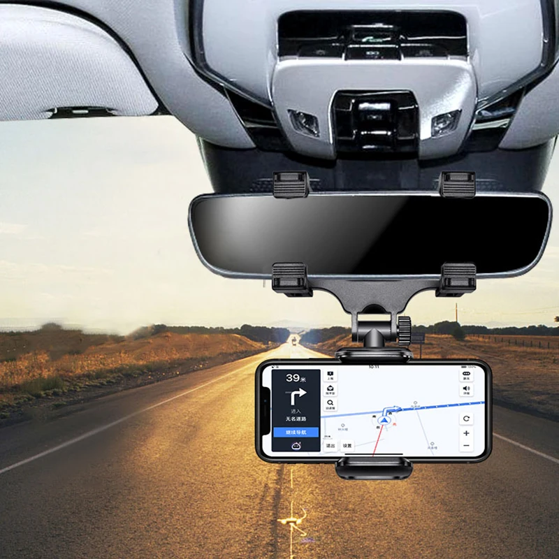 

Phone Mount Car 360°Rotatable and Retractable Car Phone Holder Rearview Mirror Universal snap recorder