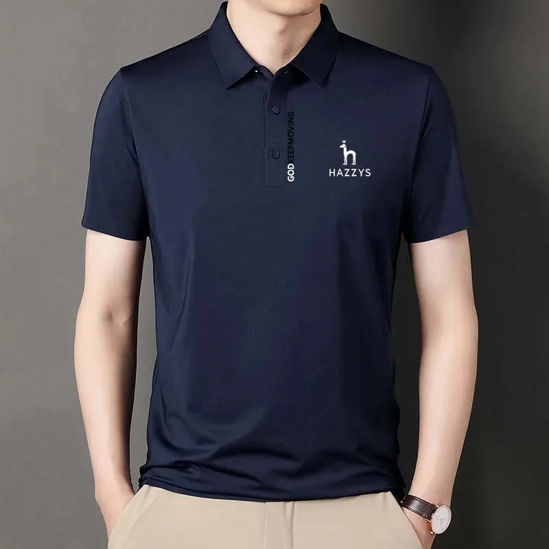 2023 Men's Wear HAZZYS Golf Clothing Summer T Shirt Horse Solid Color Short Sleeve Casual Polo Business Sports