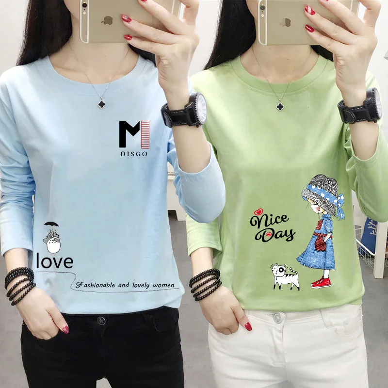 Весна и осень 2022 новая женская футболка в корейском стиле с длинным рукавом