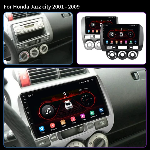 2 Din Android 14 Автомобильный радиоприемник для Honda Fit Jazz City 2001-2009 Мультимедийный видеоплеер Навигация GPS 4G Carplay Авто Стерео WIFI