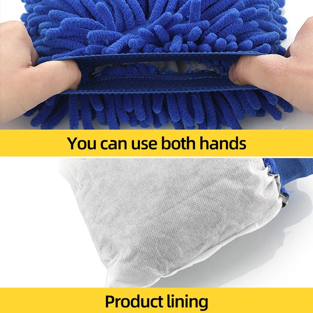 Waterproof Car Wash Microfiber Chenille Gloves 2 In 1 Car Care Double Sided Glove Coral Fleece Car Clean Gloves 3