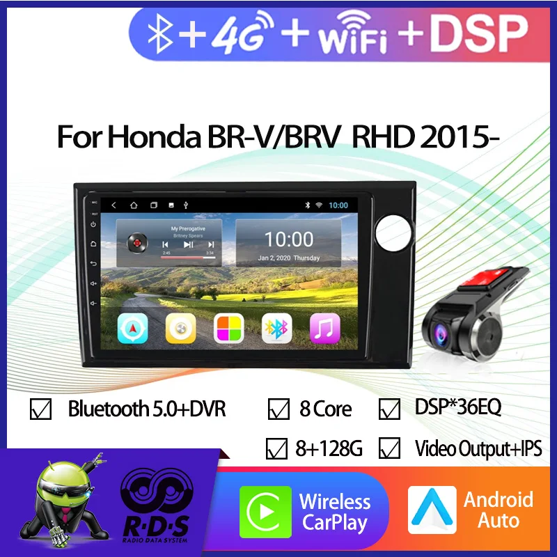 

4G+64G Android 11 Car GPS Navigation For Honda BR-V/BRV 2015- Auto Radio Stereo Multimedia Player With BT Wifi 4G AHD DSP