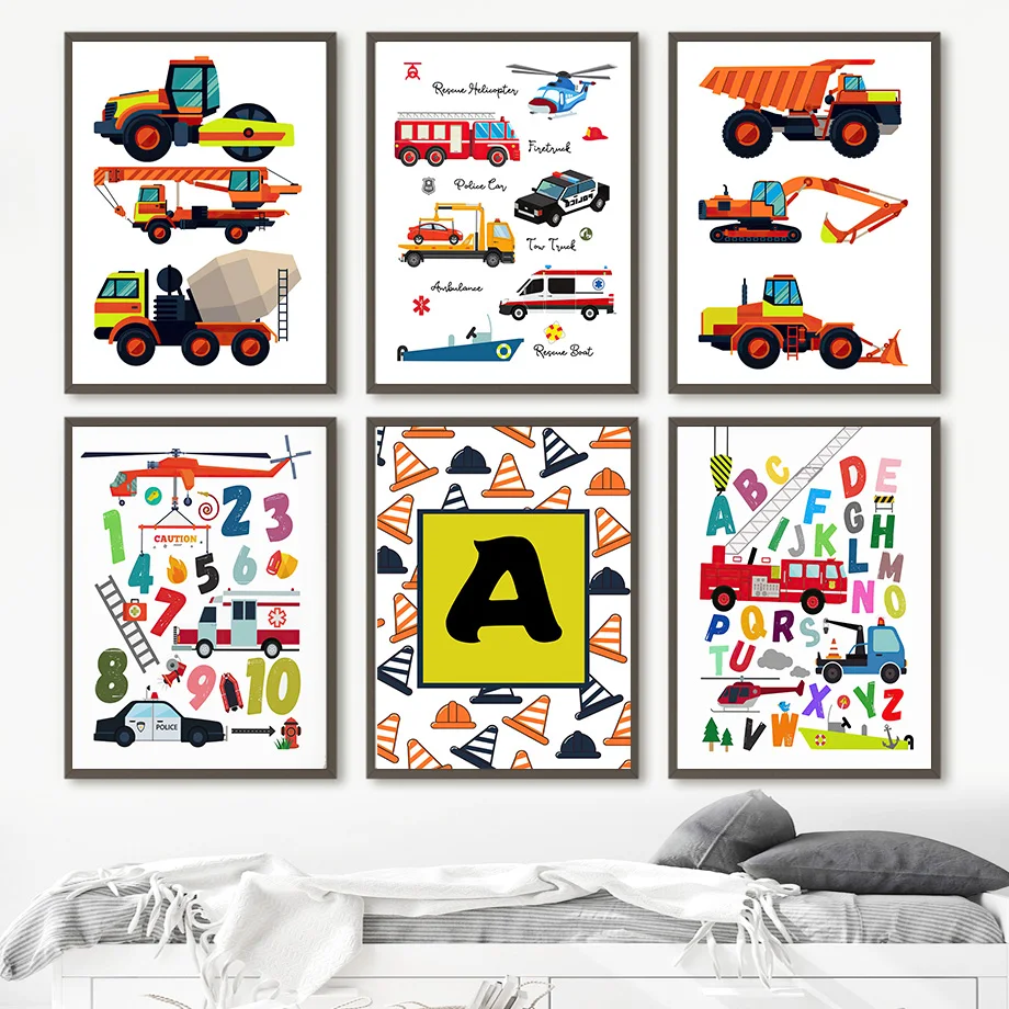 

Cartoon Car Truck Club Transportation Vehicle Wall Art Canvas Painting Nordic Posters And Prints Wall Pictures Kids Room Deco