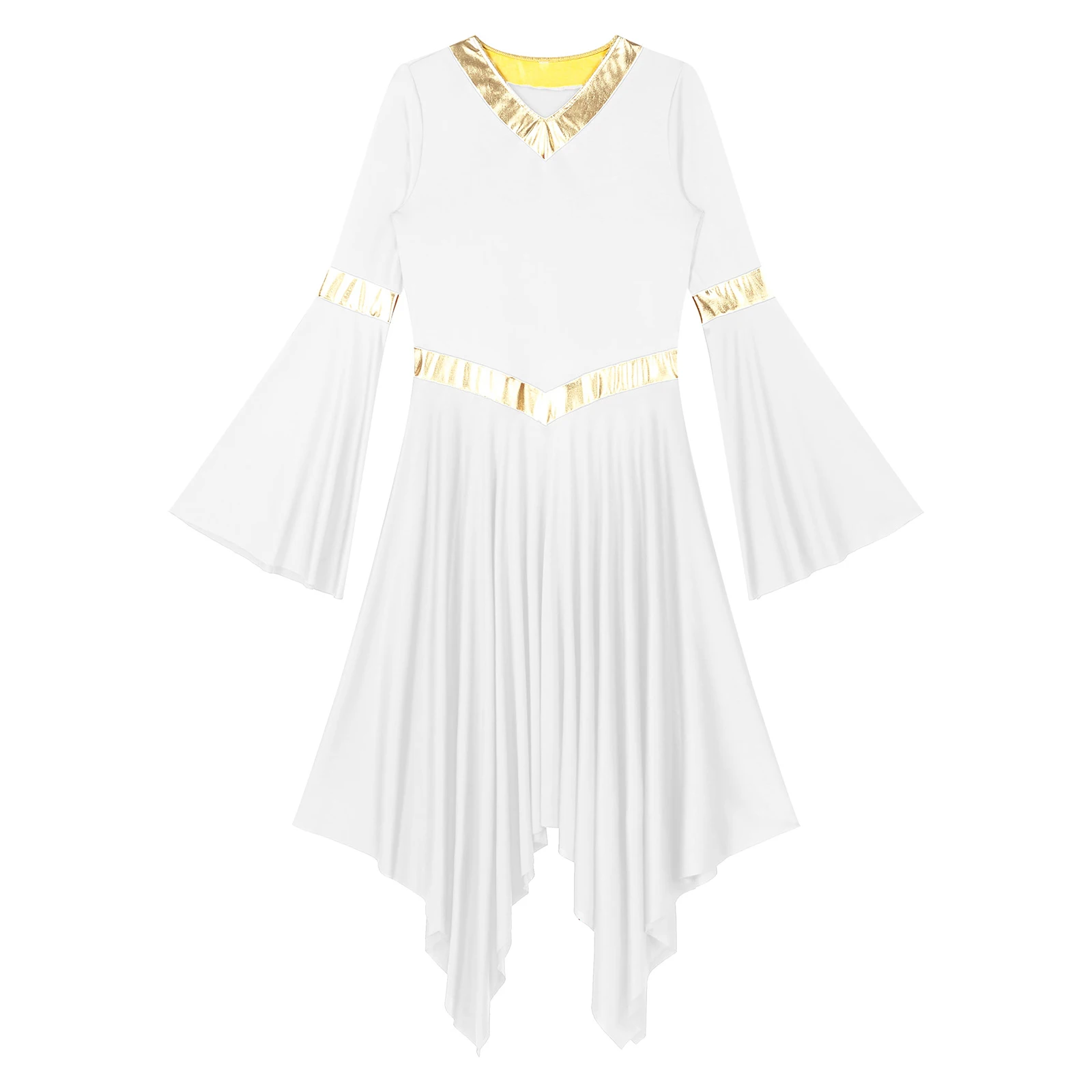 Женское современное Lyrical танцевальное платье с длинным рукавом и асимметричным